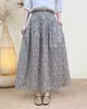 Falda midi con estampado floral para mujer, falda de línea A con estampado digital de verano, falda larga de algodón puro hasta la rodilla para mujeres petite