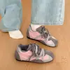Zapatos Deportivos Casuales Planos para Mujer 2026 Otoño Nuevos Redondos de Cuero Sintético Bloque de Color con Correa Cruzada y Cordones