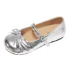 Sapatos Mary Jane Estilo Doce Verão 2026 para Meninas, Salto Escondido, Sapatos de Couro com Uma Tira e Laço, Sapatos de Bico Fino