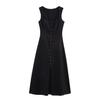 Roupa Europeia e Americana Transfronteiriça 2025 Primavera Nova Moda Elegante Slim Sem Mangas Vestido Midi 6962030