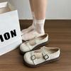 Zapatillas de Media Caña Baotou para Mujer Zapatos Mula de Mezclilla 2024 Nuevo Calzado de Exterior Suela Gruesa Plataforma Pequeña Verano Mary Jane