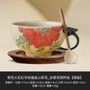 Taza de Té Roja de Pedernal Azul y Blanco Taza de Té de Cerámica Taza de Maestro Taza Individual Camelia Pintada a Mano Personal Juego de Té Kung Fu