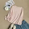Camisa de Proteção Solar Manga Longa Gola Redonda Texturizada Simples e Estilosa com Design Inspirado na Chanel, Toque de Luxo, Top Fino e de Caimento Solto