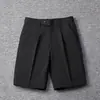 Pantalones cortos casuales de traje, nuevo estilo de verano para hombre, estilo de caballero británico de negocios, pantalones cortos de color liso, pantalones cortos de talla grande hasta la rodilla