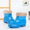 Botas de Lluvia de Caña Corta para Mujer, Cocina, Con Terciopelo Plus, Resistentes al Desgaste, Antideslizantes, Zapatos de Goma, Lavar Platos, Impermeables, Cálidos, Zapatos de Agua, Obra, A Prueba de Olores