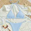 2026 Verão Europeu e Americano Comércio Exterior Novo Produto Biquíni Tomara-que-caia Multicor Maiô Biquíni Sexy de Amarrar Maiô Feminino de Duas Peças