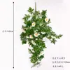 Enredadera de rosas artificiales, colgante de pared de flores falsas, decoración exterior, paisajismo de pared para el hogar, adorno colgante de planta verde de rosa, transfronterizo