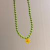 Collar de Joyería Nueva Coreana Collar con Colgante de Flor de Cuentas Coloridas Cadena Versátil para Clavícula para Mujer