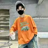 Camiseta básica de algodón puro de manga larga, ropa infantil estilo primavera y otoño, camiseta interior para niños, top para niños, diseño de dibujos animados moderno para niños mayores