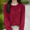 Top cárdigan 100% algodón puro para mujer, colección primavera 2026, estilo retro y casual, suéter de punto holgado, prenda exterior, efecto adelgazante