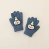 Lindos guantes de punto de felpa para niños para otoño e invierno, guantes cálidos de dibujos animados con dedos separados para niños y niñas, adecuados para que los estudiantes escriban