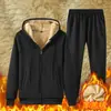 Traje de Cashmere com Veludo Plus para Outono e Inverno Masculino Espessado Casual com Zíper Cardigan Moletom Traje com Capuz Solto Masculino para Venda Transfronteiriça