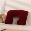Almohada inflable de flocado de PVC almohada multifuncional para viajes oficina siesta tipo U almohada para el cuello venta al por mayor