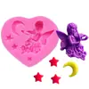 Molde de Silicone de Estrela, Lua e Anjinho para Decoração de Bolo com Fondant e Chocolate Molde para Assar DIY