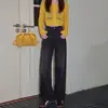 Jeans anchos de estilo americano en negro y gris para mujer, nueva colección de otoño 2026, de cintura alta, corte holgado, adecuados para figuras petite, pantalones rectos de corte ajustado