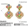 Set de Lujo Ligero con Diseño de Flor de Cuatro Hojas Completa de Circonita Diamantada, Acero Inoxidable Chapado en Oro Real de 18K, Collar, Pulsera, Aretes para Mujer