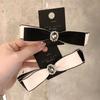 Estilo Coreano Vintage Strass Laço Presilha de Mola Elegante Preto Celebridade Cyber Pequeno Cheiroso Grampo de Cabelo Menina Combina com Tudo Presilha Superior Presilha Horizontal