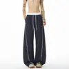Colección Otoño 2026: Pantalones de pierna curva con patrón de escamas de dragón sin sombras en la pared, colorblock, tallas M-5XL, HK261069-Especial P37