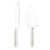 Lujo Ligero Acero Inoxidable Juego de Pala y Cuchillo para Pastel Hotel Hogar Creativo Mango de Cerámica de Perla Cuchillo Pala para Pizza Tenedor de Postre