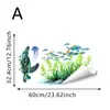 Pegatinas Electroestáticas Transparentes para Vidrio con Temática Oceánica y Patrones de Delfín, Tortuga y Medusa para Decoración de Sala de Estar y Balcón