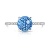 Anillo de Corte de Fuegos Artificiales con Piedras Preciosas de Colores Más Vendido en Tiktok para Mujeres, Chapado en Oro Real, Diamante de Alto Carbono, Anillo Moderno y Sencillo, Transmisión en Vivo, Envío Directo de Una Pieza