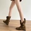 Botines que Aumentan la Altura Interior, Botas de Caña Media Arrugadas Adelgazantes, Botas Martin de Xinjiang Nuevas Verano 2025, Botines Cortos de Moda