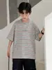 Camiseta de Manga Corta para Niños 2026 Nuevo Estilo Top Rayado Infantil Moda Verano Media Manga Venta al por Mayor para Niños