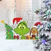 Nuevo letrero de suelo navideño con diseño de cachorro Grinch, letrero impermeable para césped de fiesta al aire libre, jardín