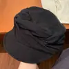Boina plisada de algodón y lino estilo vintage japonés para mujer, estilo fino primavera-verano, circunferencia de cabeza grande, sombrero de pintor newsboy de alta costura