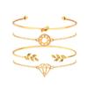 Moda Personalidade Retrô Europeu e Americano Vento Clássico Folhas Nó Diamante Esculpido Vazado Pulseira Conjunto de Pulseiras Conjunto de 4 Peças