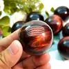 Esfera de Cristal de Olho de Tigre Vermelho Natural, Esfera de Pedra de Olho de Tigre Bruta Polida, Bola Feng Shui para Escritório em Casa, Ornamento de Cristal