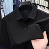 Camiseta de Manga Corta para Hombre de Algodón de Fibra Larga de Xinjiang Verano 2025 Nueva Casual de Negocios Color Sólido Cuello de Solapa Polo de Media Manga