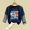 Camiseta Interior de Manga Larga para Niños, Nuevo Estilo Primavera y Otoño, Camiseta Interior de Algodón Puro para Niños, Atuendo de Primavera con Estampado de Dibujos Animados, Camiseta de Capa Interior