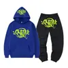 Synaword High Street Y2K Traje Europeo y Americano para Hombre Ins Tendencia Hip-Hop Sudadera con Capucha Sudadera Estampada Syna Pantalones