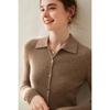 Outono e Inverno novo suéter de caxemira feminino POLO colarinho cardigan manga comprida elegante quente caxemira suéter moda casaco listrado top