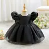 Vestido de moda de comercio exterior, mangas abullonadas, falda abullonada, lazo, vestido de princesa, vestido para niñas, vestido de cumpleaños, vestido de noche
