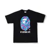 Camiseta Manga Curta da Marca Japonesa Tendência Bape com Estampa Camuflada de Macaco Dormindo e Cabeça de Macaco, Camiseta de Verão para Casais, Camiseta Curta Casual Esportiva de Meia Manga