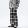 Pantalones casuales de cuadros de moda, nuevo estilo primavera/otoño 2026, holgados, adelgazantes, de cintura alta, con caída, pantalones de pierna ancha extremadamente favorecedores