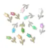 Nova Joia para Nail Art Cravejada com Diamantes de Liga Metálica Formato Tulipa Rosa Desejo Puro Estilo Ins Acessórios Brilhantes Super Chamativos