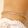 Pulsera de Tenis Cuadrada Colorida de Diamantes de Fila Única Estilo Europeo y Americano para Mujer, Joyería Fina Hecha a Mano con Circonita de Color Montada en Garras, Pulsera Versátil de Celebridad de Internet