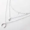 C148 Moda Transfronteriza Europea y Americana Nuevo Disparo Callejero Estrella de Cinco Puntas Luna de Diamante Completo Collar Multicapa para Mujer