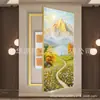 Pintura Decorativa Grande da Bacia do Tesouro Dourado para Caixa de Medidor Elétrico, Mural Moderno de Entrada, Pintura de Paisagem para Hall de Restaurante