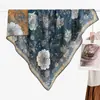 2026 Nuevo Primavera, Otoño, Invierno Cálido Bufanda Cuadrada de 90cm Bufanda Floral Estilo Coreano Calentador de Cuello de Terciopelo Chal para Mujer