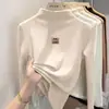 Blusa base feminina de fleece com gola alta parcial estampada, novo estilo outono e inverno, roupa íntima justa para crianças maiores, blusa quente e casual