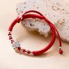 S925 Anémona Cuentas de Plata Nudo de Diamante Pulsera de Cuerda Roja Pulsera DIY Pulsera Tejida Hecha a Mano C0935