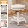 Taburete Pequeño Giratorio para Uso en Casa en la Sala de Estar, Taburete Bajo con Ruedas, Taburete para Cambiar Zapatos, Taburete de Costura con Lana de Cordero