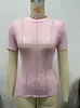 2024 Amazon Estilo Europeo y Americano Primavera y Verano Nuevos Modelos Más Vendidos Manga Corta Cuello Redondo Delgado Transpirable Tejido de Lana Top