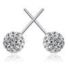 Pendientes de botón de plata de ley 925 al por mayor, pendientes de botón de diamantes completos para mujer, lindos pendientes de botón de Corea del Sur con cristal, joyería de plata de ley de estilo coreano