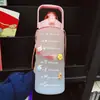 Nueva Taza Espacial de Gran Capacidad para Verano con Escala y Popote Portátil para Exteriores Botella de Agua de Plástico Botella de Agua Deportiva para Hombres y Mujeres