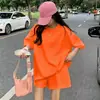 Conjunto de Verano para Mujer de 15 Colores, Nuevo Estilo Transfronterizo, Ropa de Casa de Color Sólido, Conjunto de Dos Piezas Holgado Talla Grande de Manga Corta y Shorts